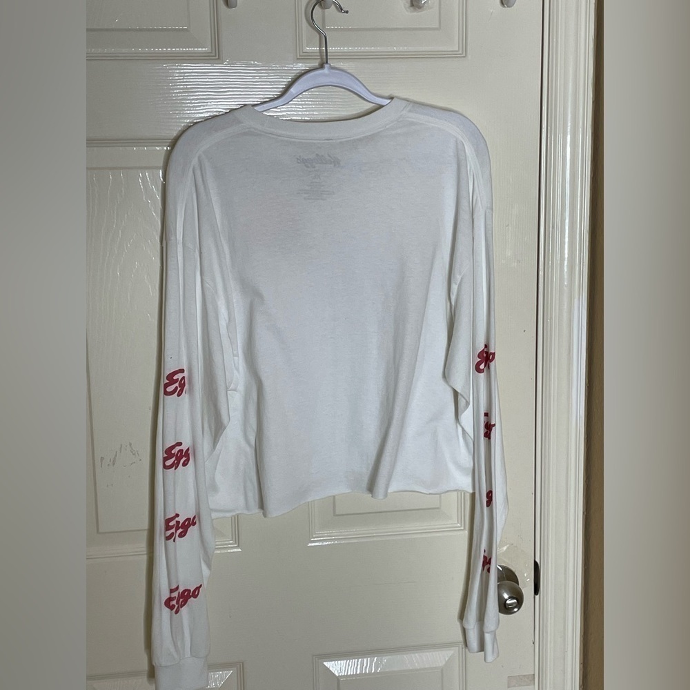 NWOT Kellogg's Women's Size XL Long Sleeve Eggo Waffle Logo Crop Top Raw Hem - Picture 16 of 16